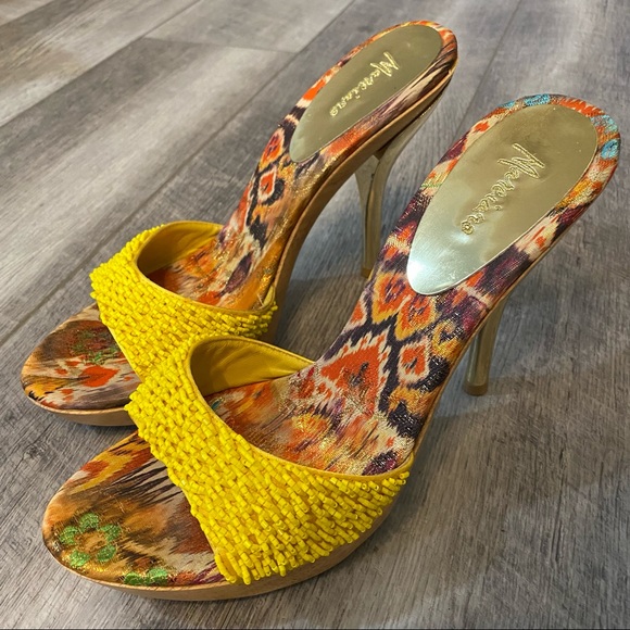 Marciano Yellow Beaded Heels | Womens US 10 - Picture 2 of 11